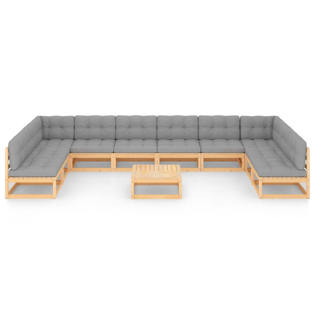 Vixl Set Mobilier Grădină Cu Perne, 11 Piese, Lemn Masiv De Pin