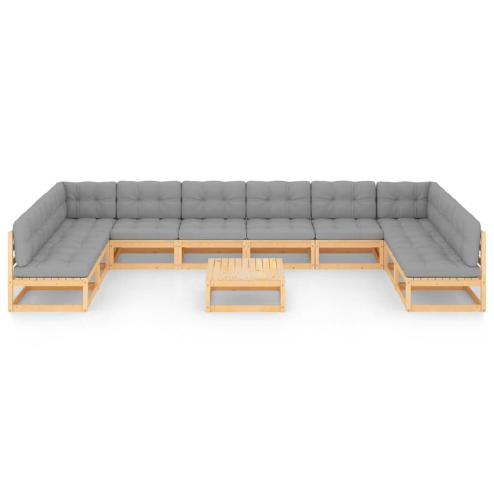 Vixl Set Mobilier Grădină Cu Perne, 11 Piese, Lemn Masiv De Pin