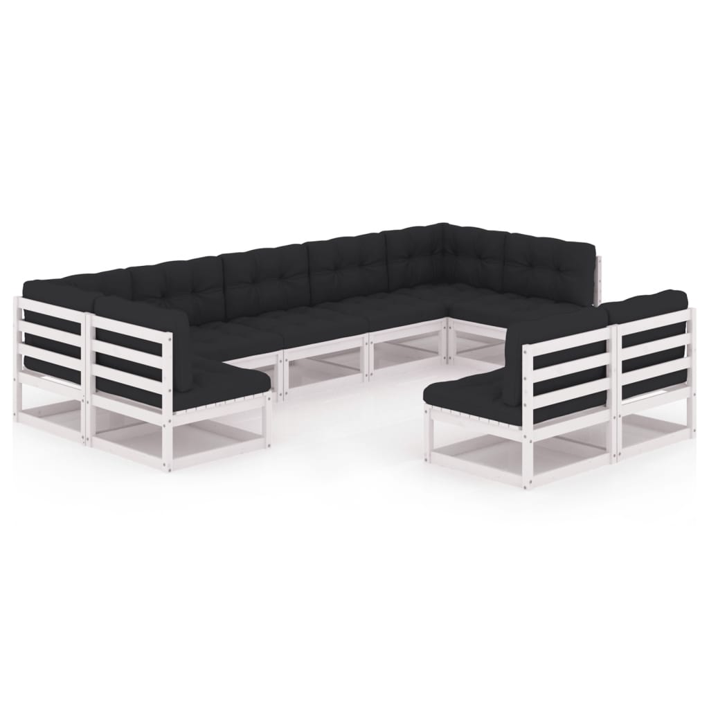 Vixl Set Mobilier Grădină Cu Perne, 9 Piese, Lemn Masiv De Pin
