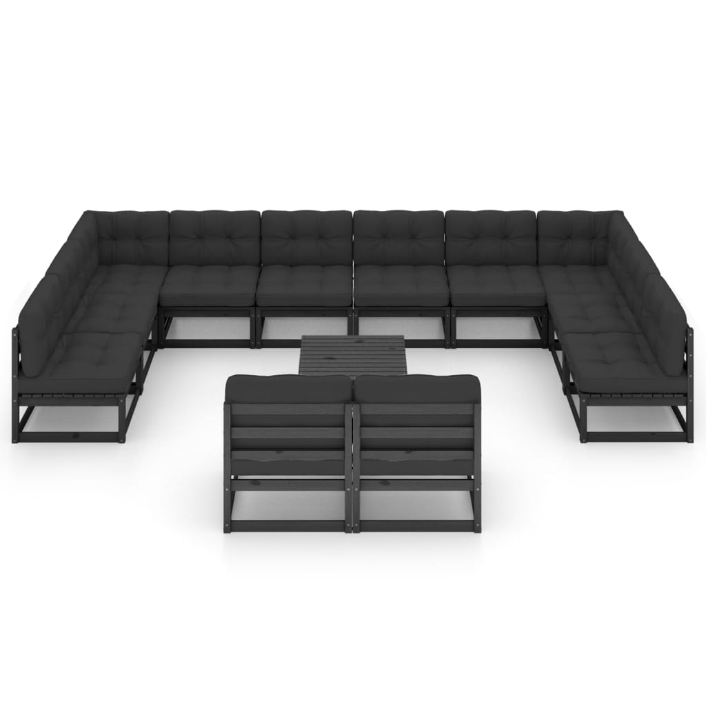 Vixl Set Mobilier Grădină Cu Perne, 13 Piese, , Lemn Masiv Pin