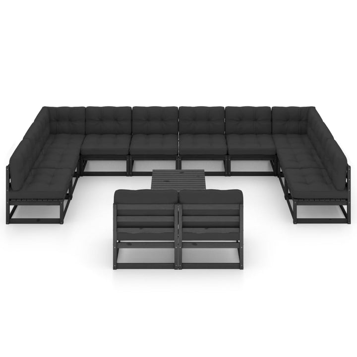 Vixl Set Mobilier Grădină Cu Perne, 13 Piese, , Lemn Masiv Pin