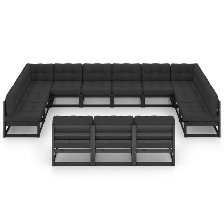Vixl Set Mobilier Grădină Cu Perne, 13 Piese, , Lemn Masiv Pin