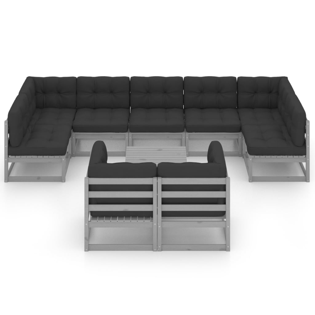 Vixl Set Șezlonguri Grădină Cu Perne, 10 Piese, , Lemn Masiv Pin