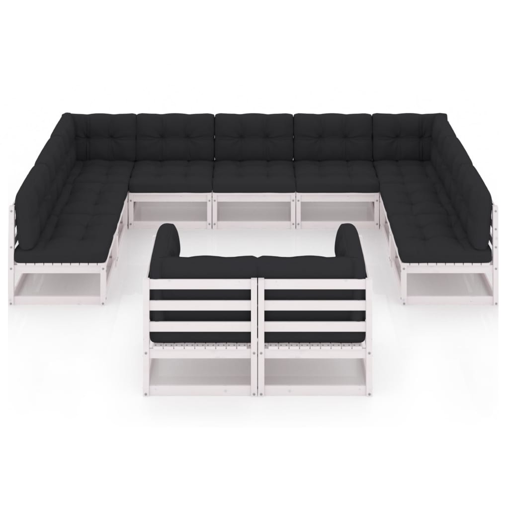 Vixl Set Mobilier Grădină Cu Perne, 11 Piese, , Lemn Masiv Pin
