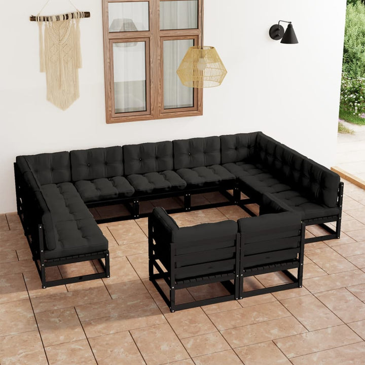 Vixl Set Mobilier Grădină Cu Perne, 11 Piese, , Lemn Masiv Pin