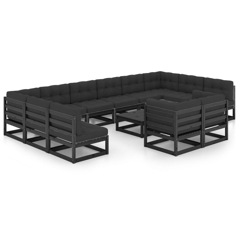 Vixl Set Mobilier Grădină Perne, 13 Piese, , Lemn Masiv Pin