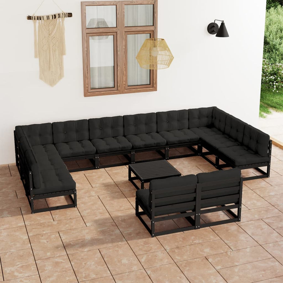 Vixl Set Mobilier Grădină Perne, 13 Piese, , Lemn Masiv Pin