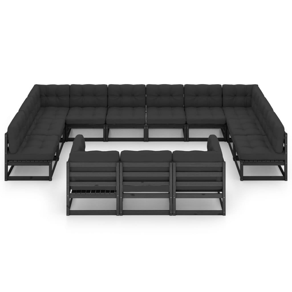 Vixl Set Mobilier Grădină Perne, 13 Piese, , Lemn Masiv Pin