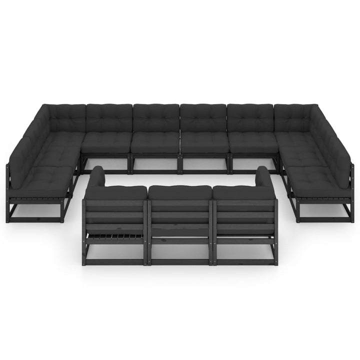 Vixl Set Mobilier Grădină Perne, 13 Piese, , Lemn Masiv Pin