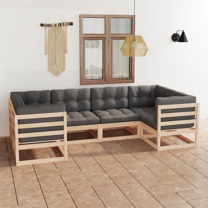 Vixl Set Mobilier Grădină, Perne, 9 Piese, Lemn Masiv Pin