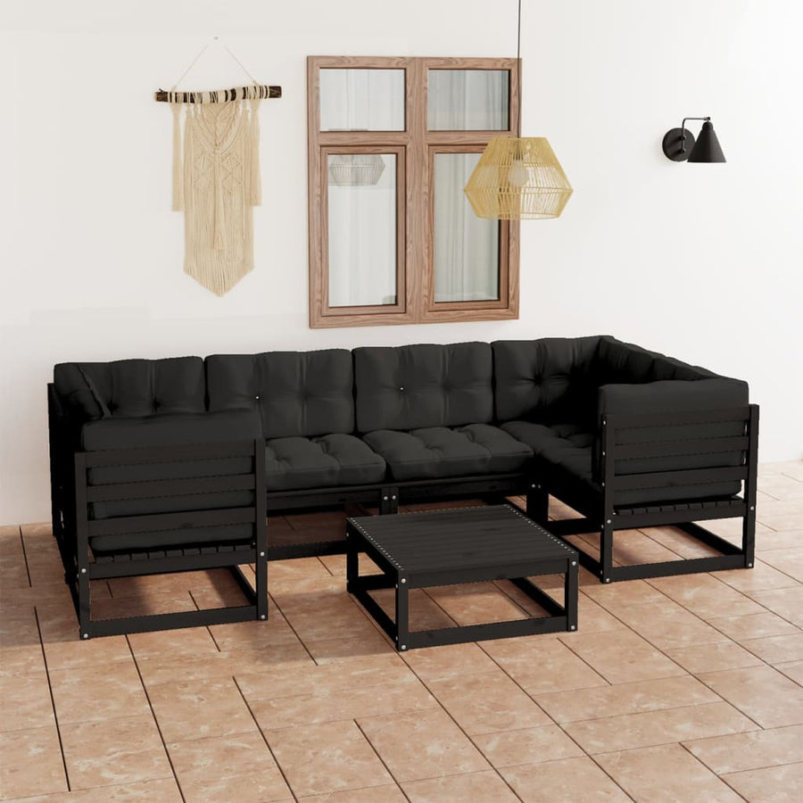 Vixl Set Mobilier Grădină Cu Perne, 7 Piese, , Lemn Masiv Pin