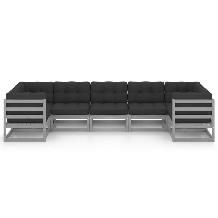 Vixl Set Mobilier De Grădină Cu Perne, 7 Piese, , Lemn Masiv Pin