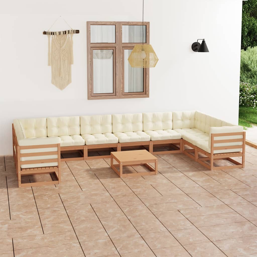 Vixl Set Mobilier Grădină Cu Perne Antracit, 11 Piese Lemn Masiv Pin