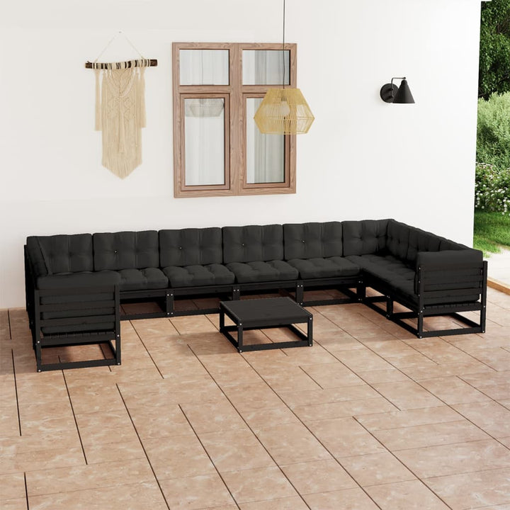 Vixl Set Mobilier Grădină Cu Perne Antracit, 11 Piese Lemn Masiv Pin