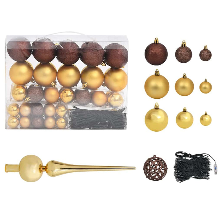 Brad De Crăciun Pre-Iluminat Artificial Set Globuri Alb 150 Cm