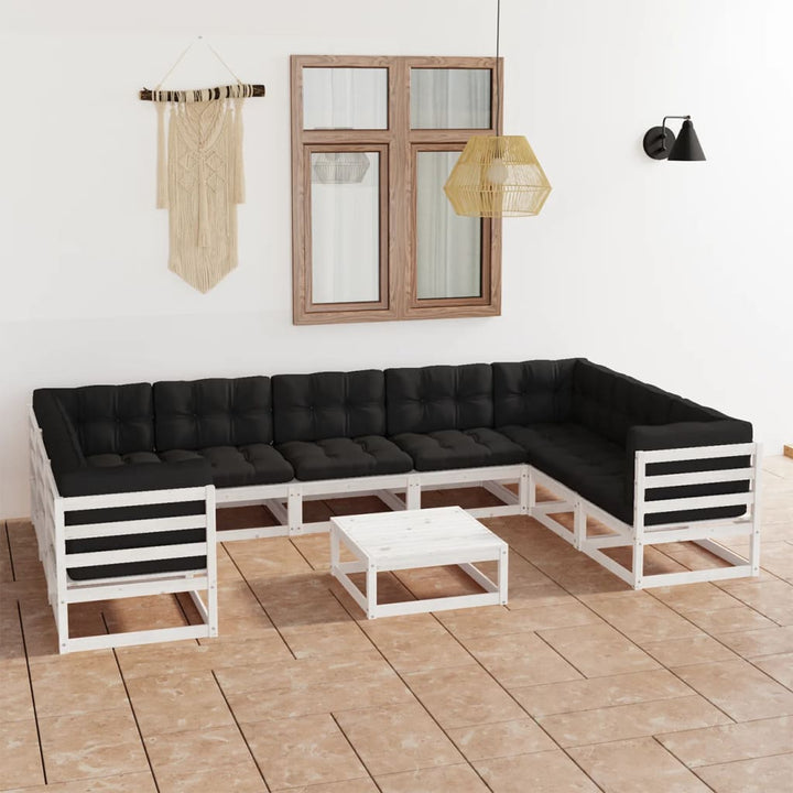 Vixl Set Șezlonguri Grădină Cu Perne, 10 Piese, , Lemn Masiv Pin