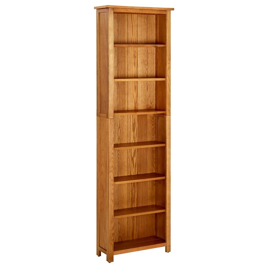 Bibliotecă Cu 7 Rafturi, , Lemn Masiv De Stejar