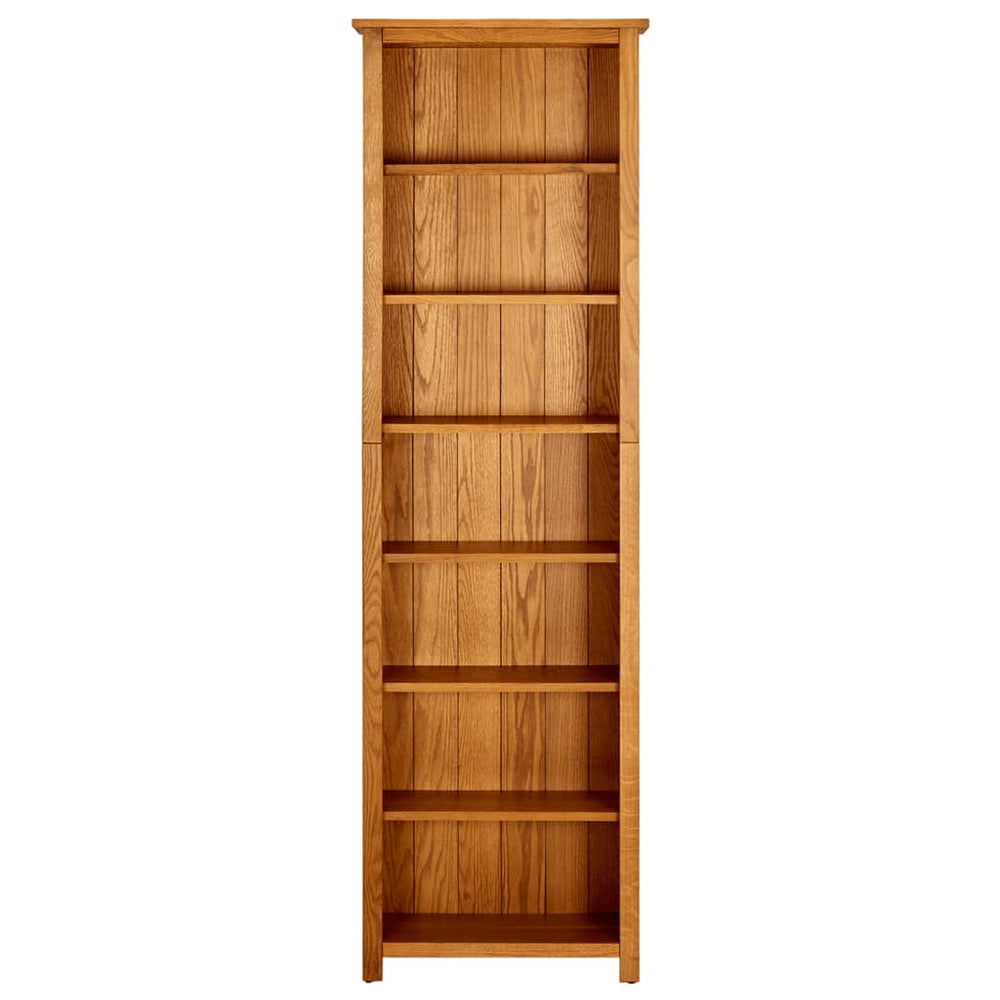 Bibliotecă Cu 7 Rafturi, , Lemn Masiv De Stejar