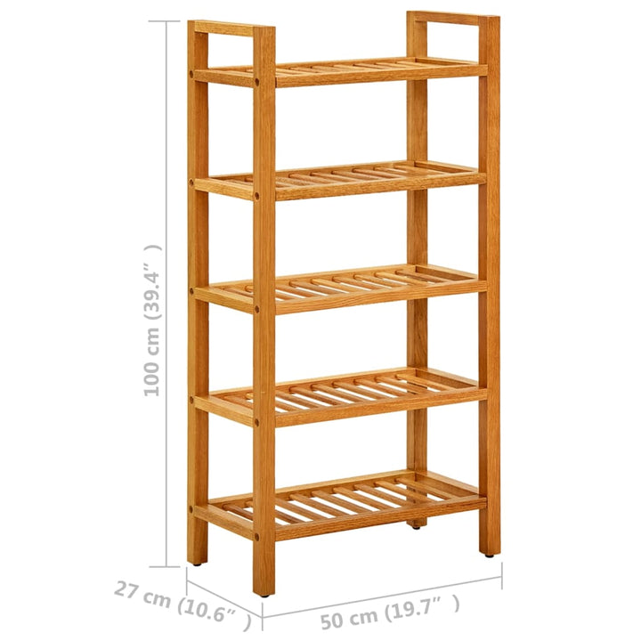 Pantofar Cu 5 Rafturi, 50X27X, Lemn Masiv De Stejar