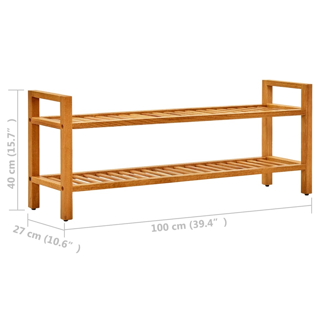 Pantofar Cu 2 Rafturi, 100X27X, Lemn Masiv De Stejar