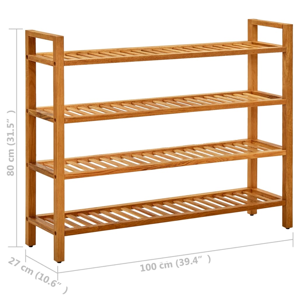Pantofar Cu 4 Rafturi, 100X27X, Lemn Masiv De Stejar