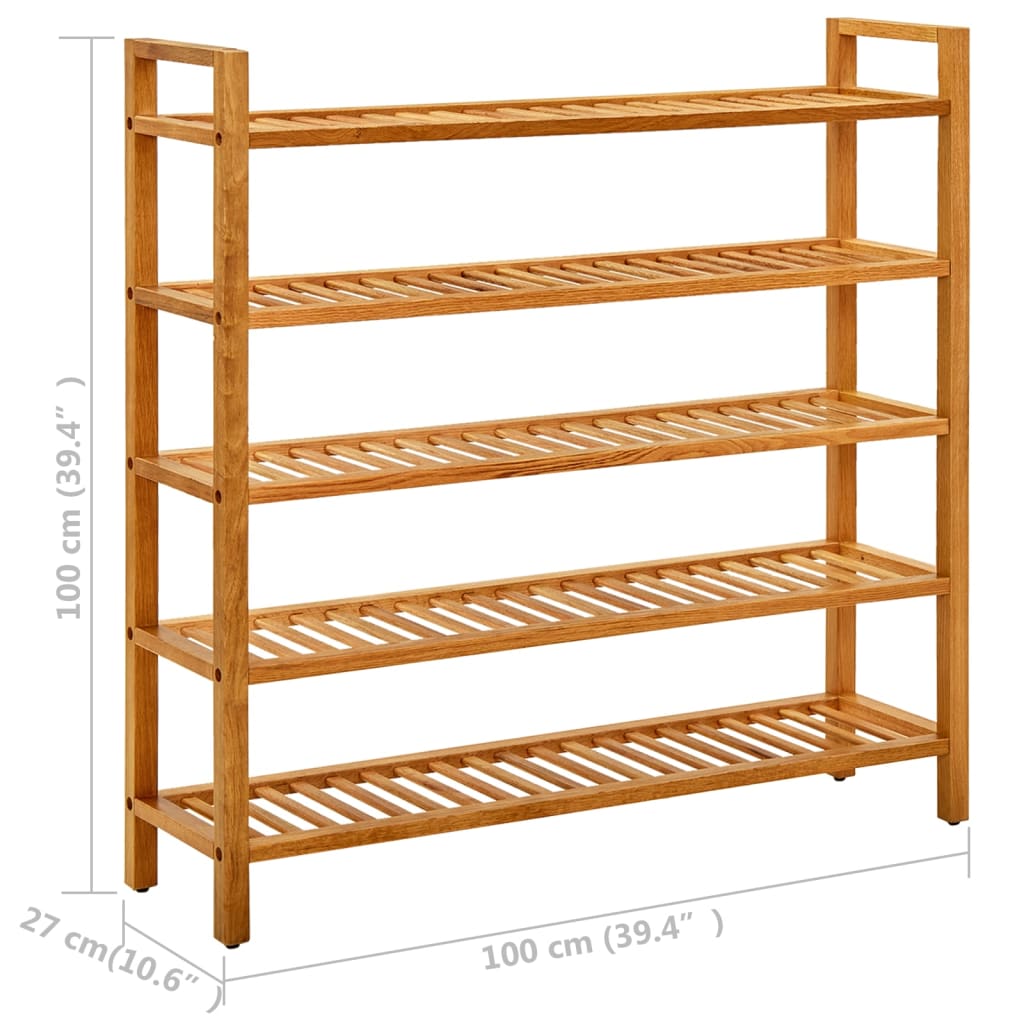 Pantofar Cu 5 Rafturi, 100X27X, Lemn Masiv De Stejar