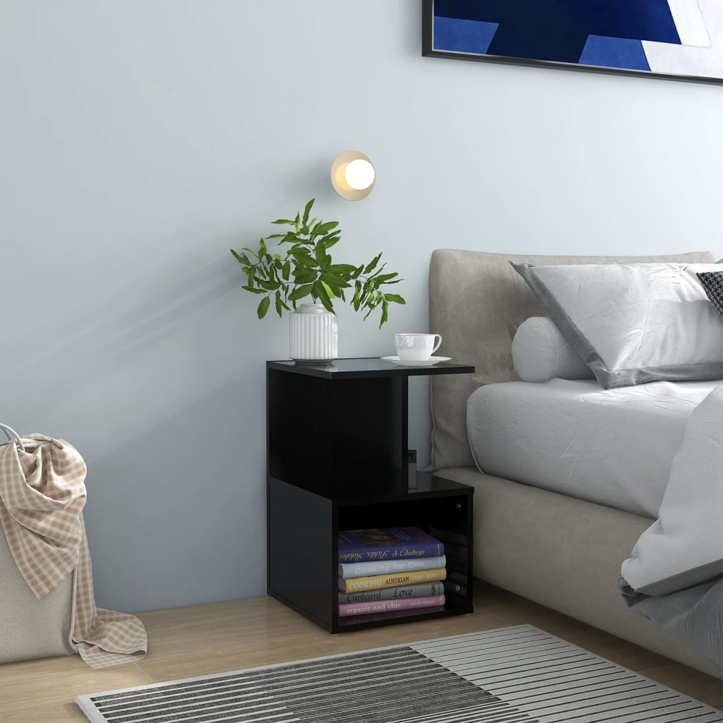 Noptiere, 2 Buc., Alb Extra Lucios, 35X35X55Cm, Lemn Prelucrat