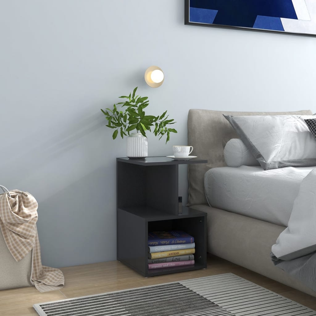 Noptiere, 2 Buc., Alb Extra Lucios, 35X35X55Cm, Lemn Prelucrat