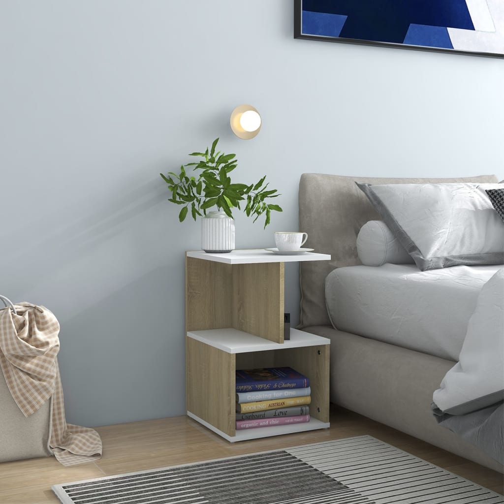 Noptiere, 2 Buc., Alb Extra Lucios, 35X35X55Cm, Lemn Prelucrat
