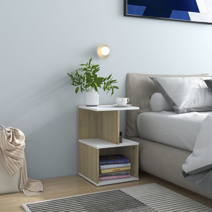 Noptiere, 2 Buc., Alb Extra Lucios, 35X35X55Cm, Lemn Prelucrat