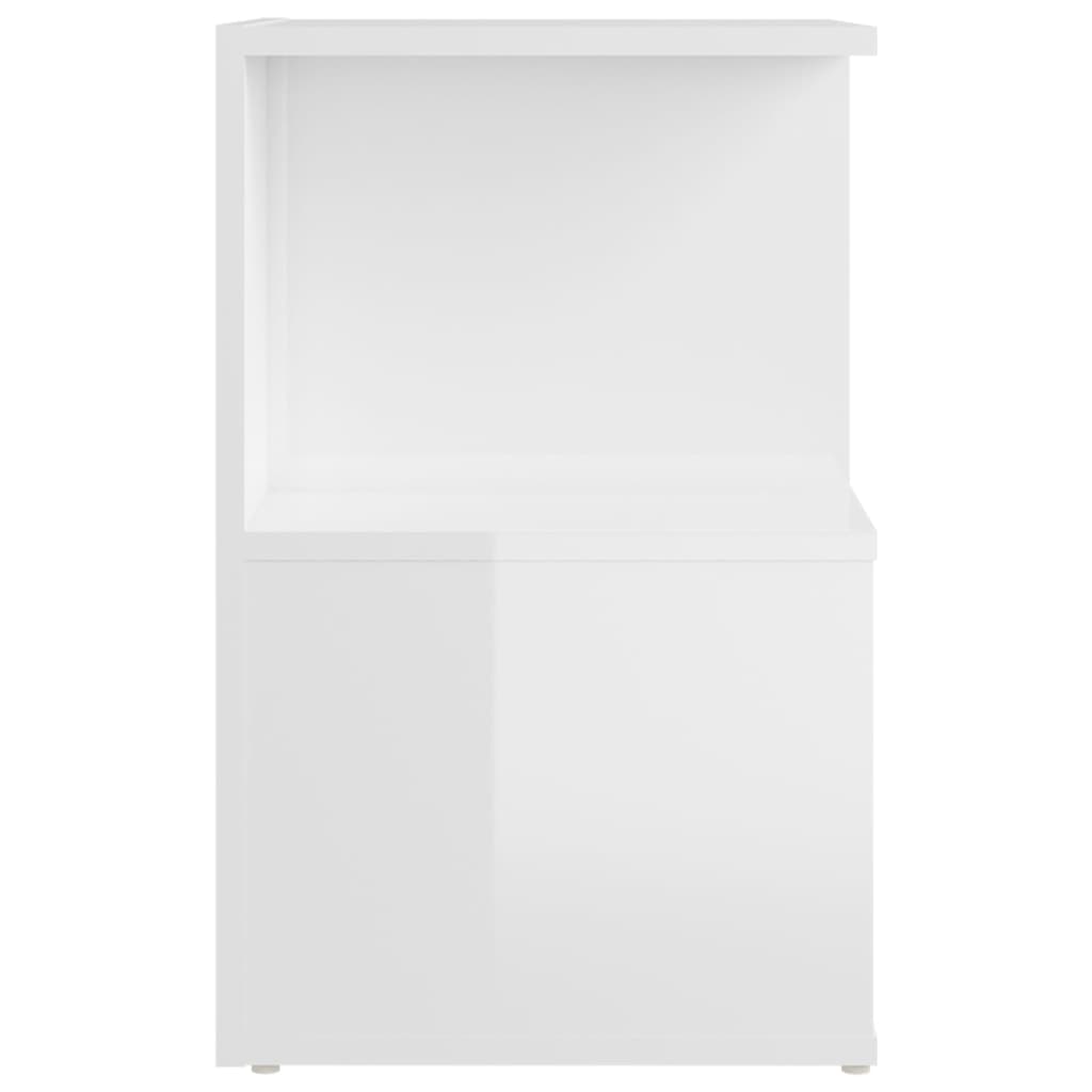 Noptiere, 2 Buc., Alb Extra Lucios, 35X35X55Cm, Lemn Prelucrat