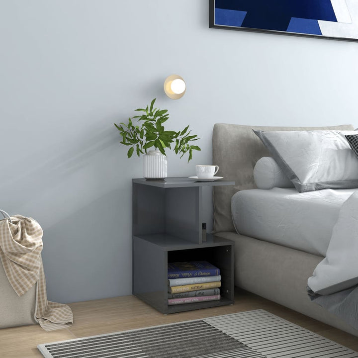 Noptiere, 2 Buc., Alb Extra Lucios, 35X35X55Cm, Lemn Prelucrat