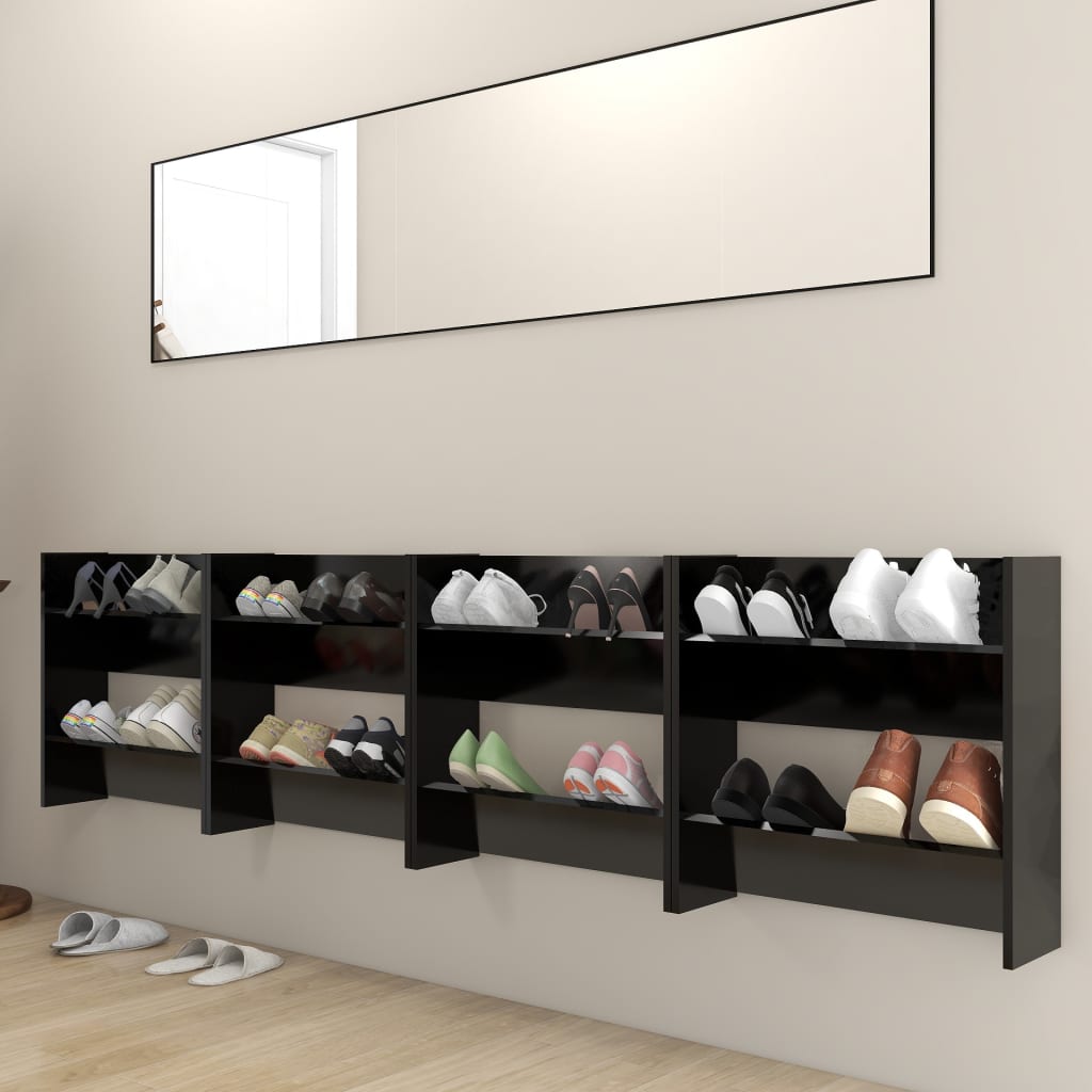 Pantofare De Perete, 4 Buc., , 60X18X, Pal Negru
