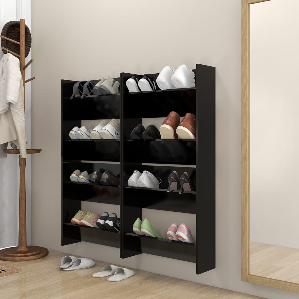 Pantofare De Perete, 4 Buc., , 60X18X, Pal Negru