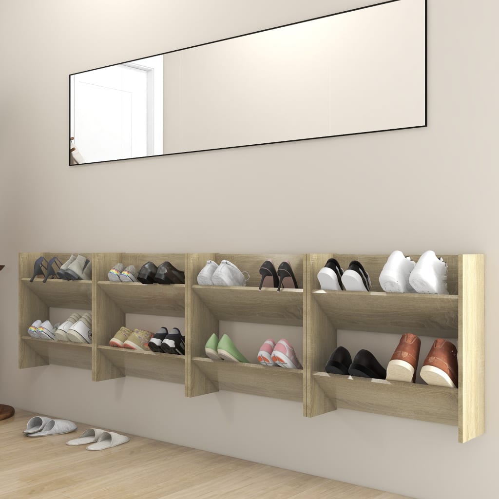 Pantofare De Perete, 4 Buc., , 60X18X Pal Stejar Sonoma