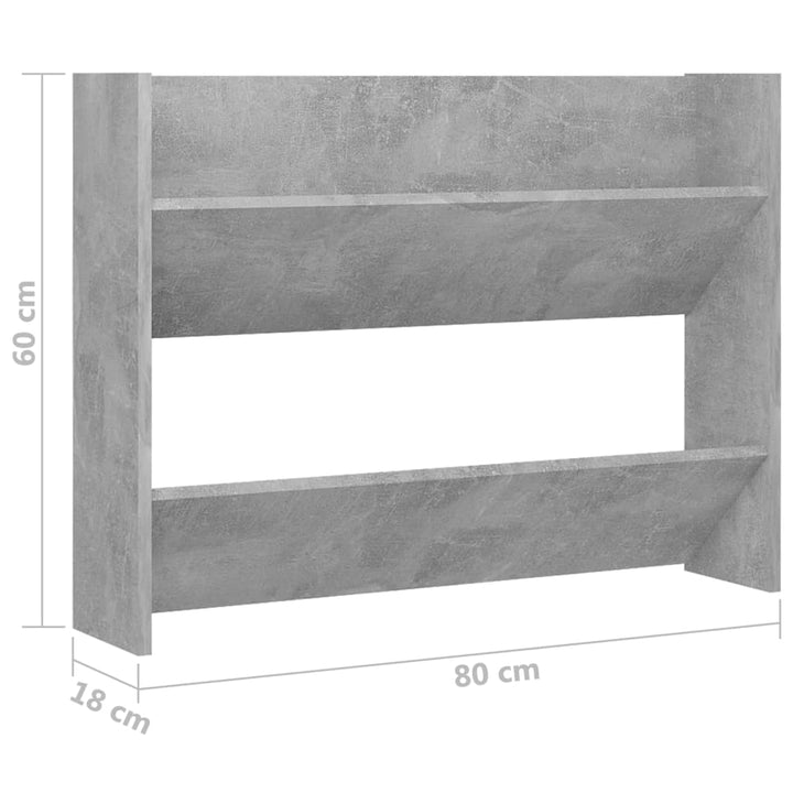 Pantofar De Perete, , 80X18X, Lemn Prelucrat Gri Beton