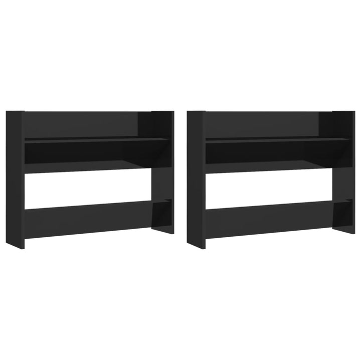 Pantofare De Perete, 2 Buc., Negru Extralucios, 80X18X60Cm, Pal Negru Foarte Lucios