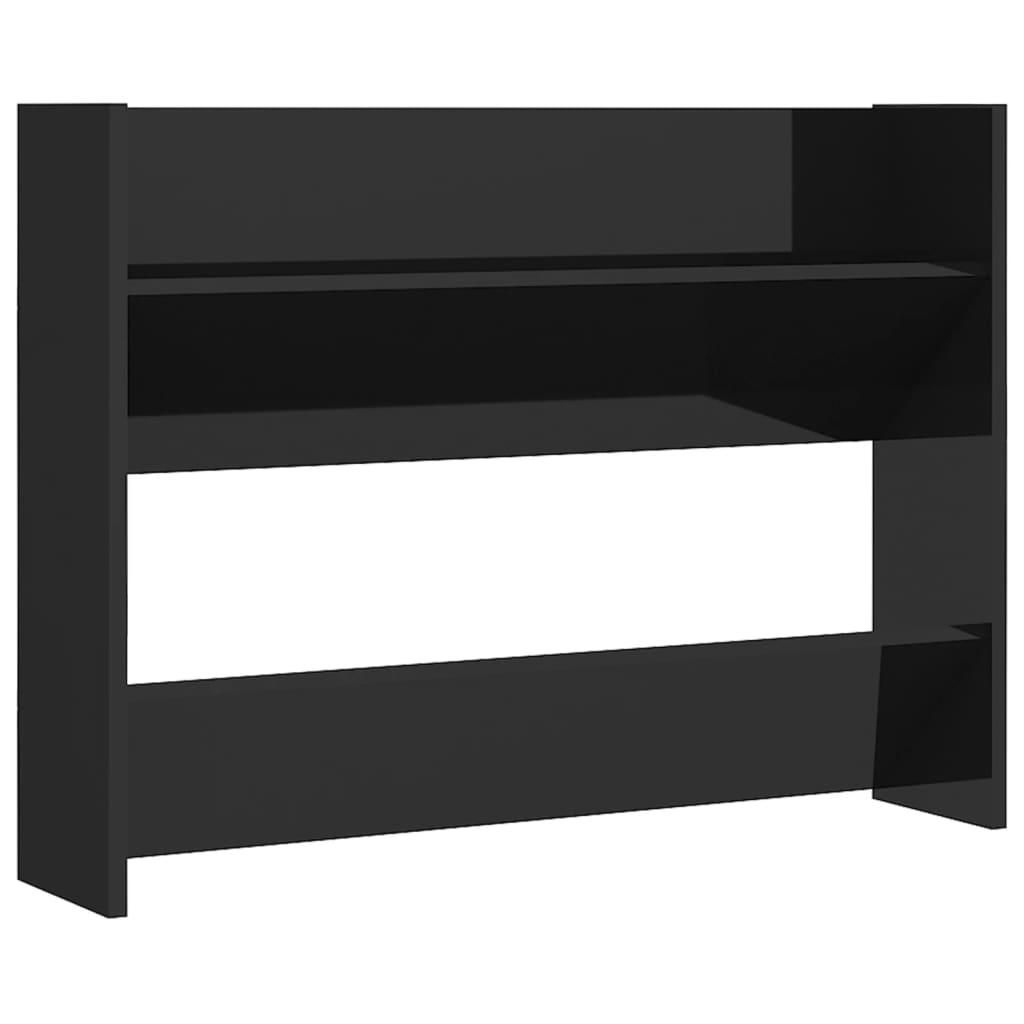 Pantofare De Perete, 2 Buc., Negru Extralucios, 80X18X60Cm, Pal Negru Foarte Lucios