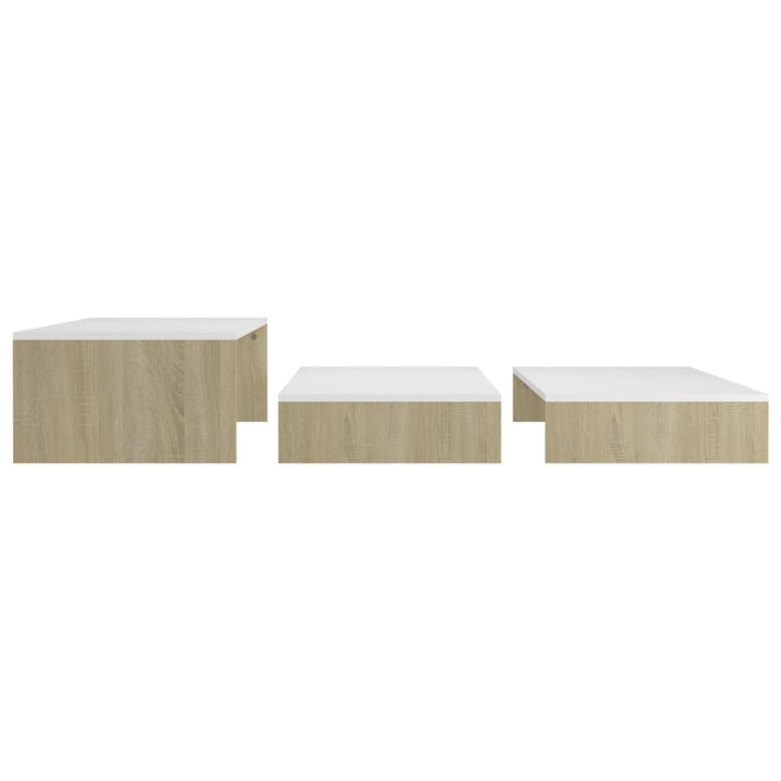 Set Măsuțe Cafea Suprapuse, Alb&Stejar Sonoma, 100X100X26,5 Cm