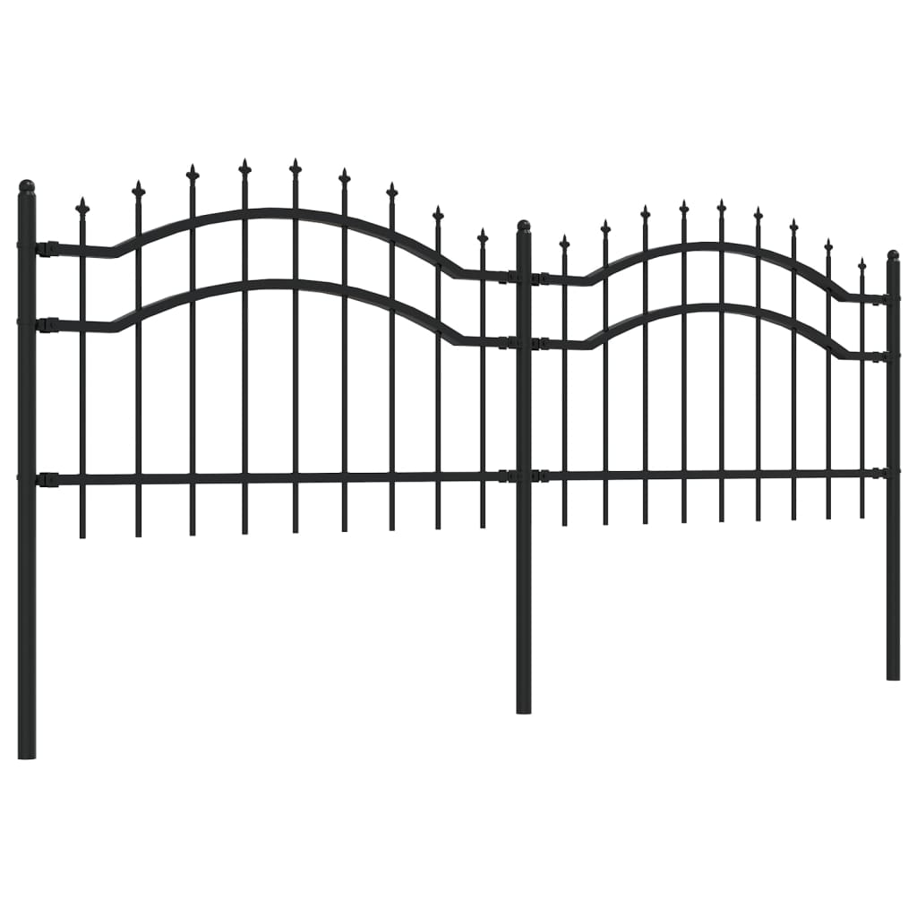Gard Grădină Cu Vârfuri Negru Oțel Vopsit Electrostatic