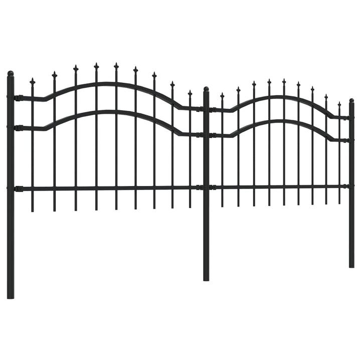 Gard Grădină Cu Vârfuri Negru Oțel Vopsit Electrostatic