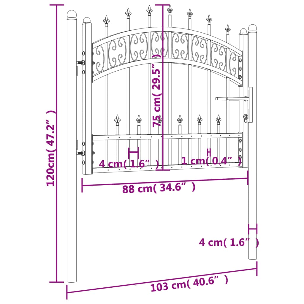 Poartă Gard Cu Vârf Negru Oțel Vopsit Electrostatic