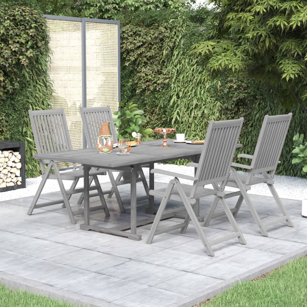 Set Mobilier De Exterior, 7 Piese, Gri, Lemn Masiv De Acacia