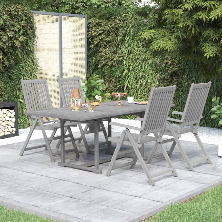 Set Mobilier De Exterior, 7 Piese, Gri, Lemn Masiv De Acacia