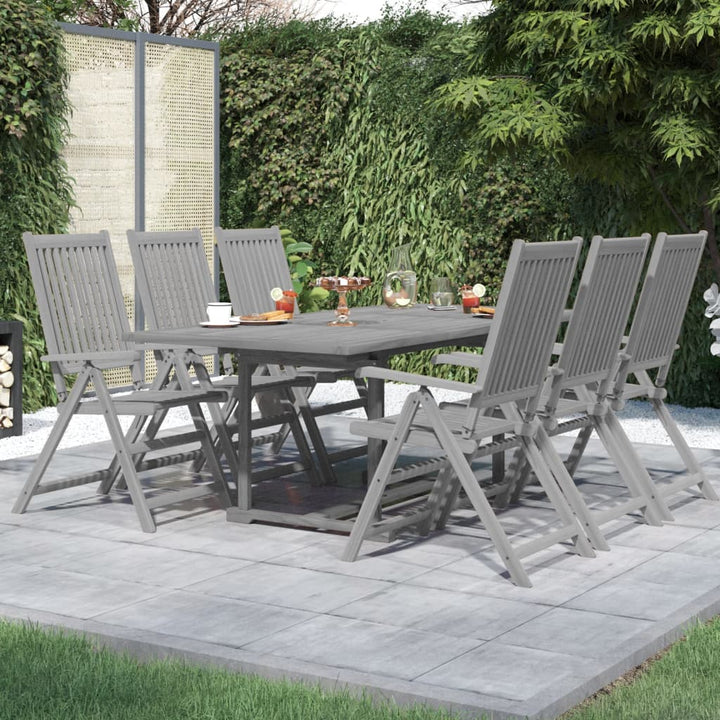 Set Mobilier De Exterior, 7 Piese, Gri, Lemn Masiv De Acacia