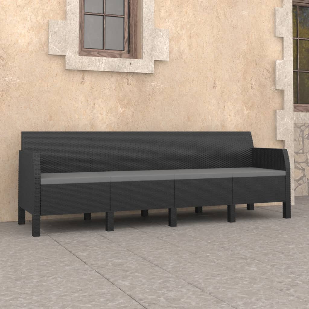 Set Mobilier De Grădină Cu Perne, 3 Piese, Antracit, Pp Ratan