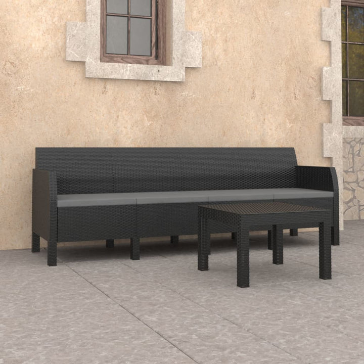 Set Mobilier De Grădină Cu Perne, 3 Piese, Antracit, Pp Ratan