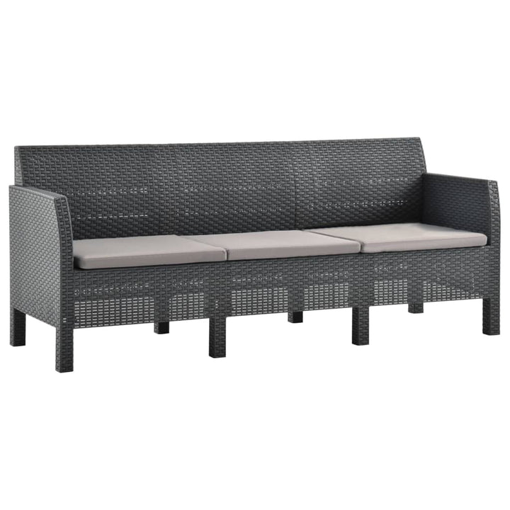 Set Mobilier De Grădină Cu Perne, 3 Piese, Antracit, Pp Ratan