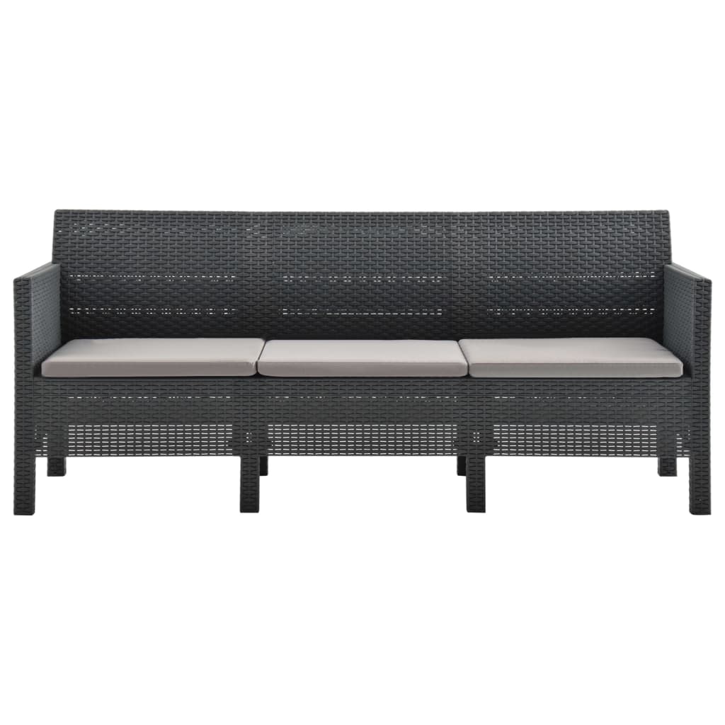 Set Mobilier De Grădină Cu Perne, 3 Piese, Antracit, Pp Ratan