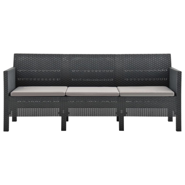 Set Mobilier De Grădină Cu Perne, 3 Piese, Antracit, Pp Ratan